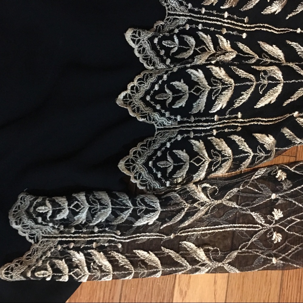 Vintage Party Dress - black w/gold lace design top - Picture 5 of 6